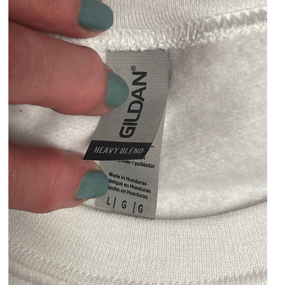 Peace Love Christmas Sweatshirt Unisex‎ Large White with Graphic NEW - Picture 3 of 6